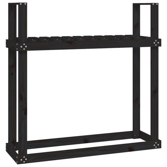 Étagère à Bûches en Bois de Pin Noir Design Moderne pour Stockage 110x35x109cm - ComfortXL Outdoor Living - Image 2