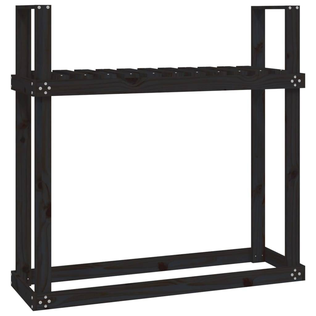 Étagère à Bûches en Bois de Pin Noir Design Moderne pour Stockage 110x35x109cm - ComfortXL Outdoor Living - Image 2