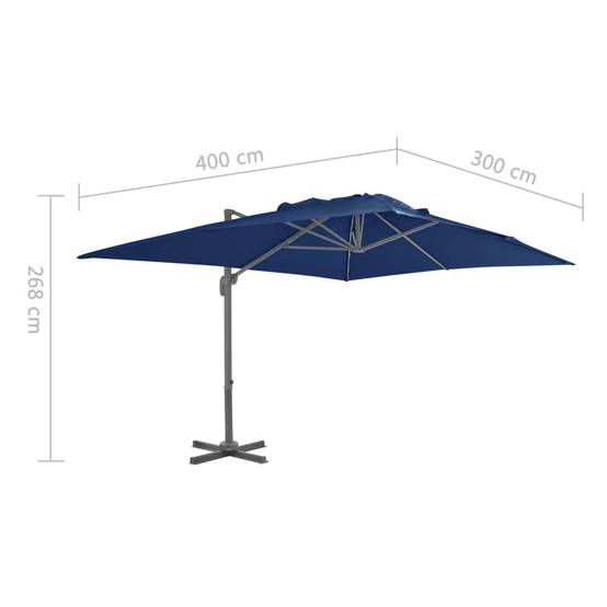 Parasol déporté aluminium bleu azur 400 x 300 x 268 cm - PANGIVO - Image 8