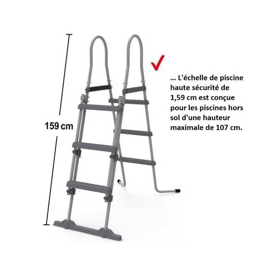 Hecht 00091 Echelle double pour piscine 107 cm -symétrique hors sol accessoire piscine Marches 2x3 - Image 5