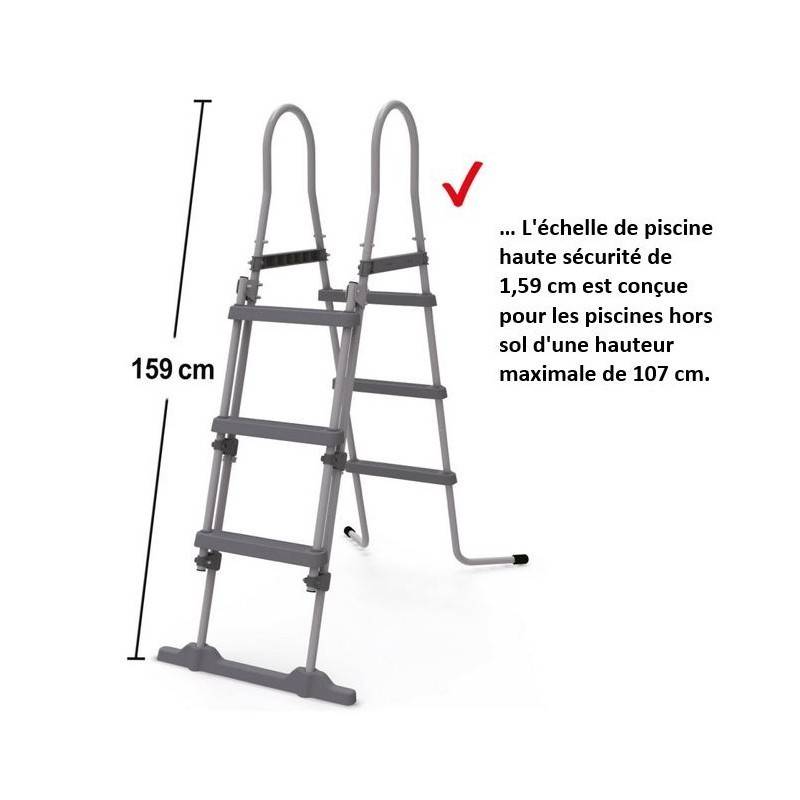 Hecht 00091 Echelle double pour piscine 107 cm -symétrique hors sol accessoire piscine Marches 2x3 - Image 5