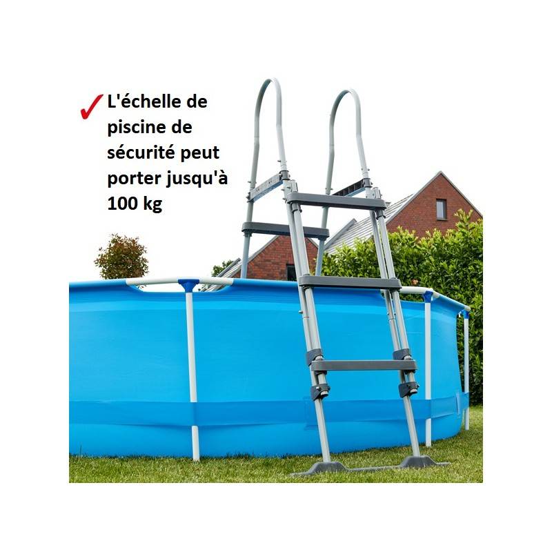 Hecht 00091 Echelle double pour piscine 107 cm -symétrique hors sol accessoire piscine Marches 2x3 - Image 3