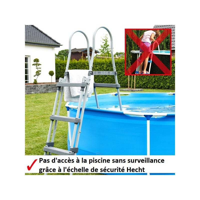 Hecht 00091 Echelle double pour piscine 107 cm -symétrique hors sol accessoire piscine Marches 2x3 - Image 2