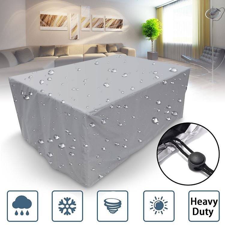 IntiMeg - Housse Salon de Jardin 210D Oxford Tissu Housse de Protection pour Mobilier Protection contre la pluie et la poussière, Anti-UV(110x110x85cm, argent - Image 1