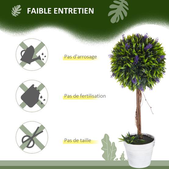 Lot de 2 plantes Artificielles avec fleurs de lavande, tronc et pot inclus - hauteur 60 cm - Image 8