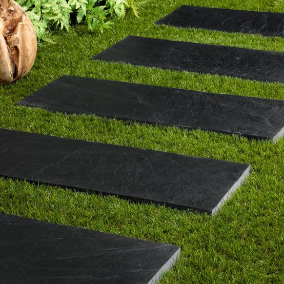 Sans Marque - Pas japonais Rectangle Ardoise Noire 80x30x2-3 cm (à l'unité) - RO'MA NATURE - Image 1