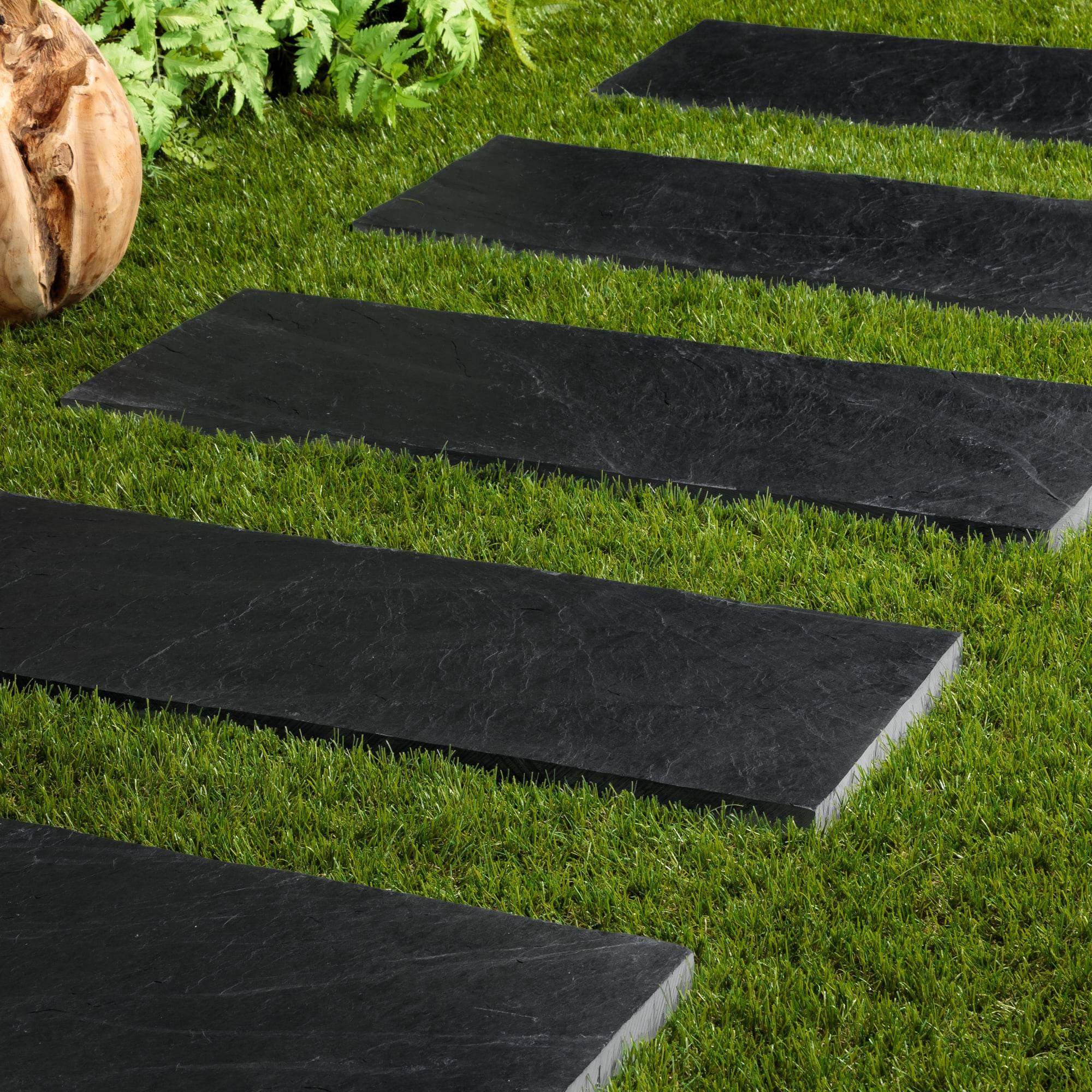 Sans Marque - Pas japonais Rectangle Ardoise Noire 80x30x2-3 cm (à l'unité) - RO'MA NATURE - Image 1