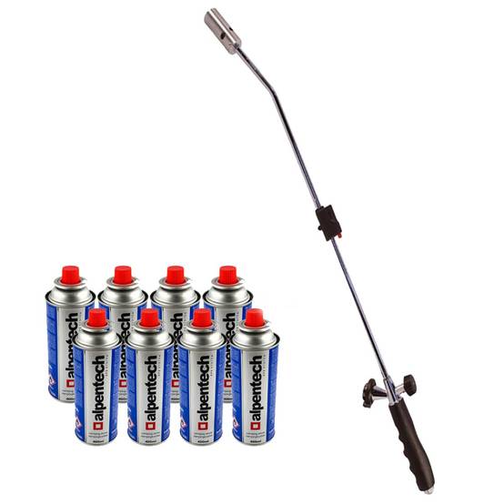 Desherbeur thermique piezo KZ Garden Chalumeau gaz + 8 Recharges Desherbant thermique Brule herbes Torche de jardin - Image 1