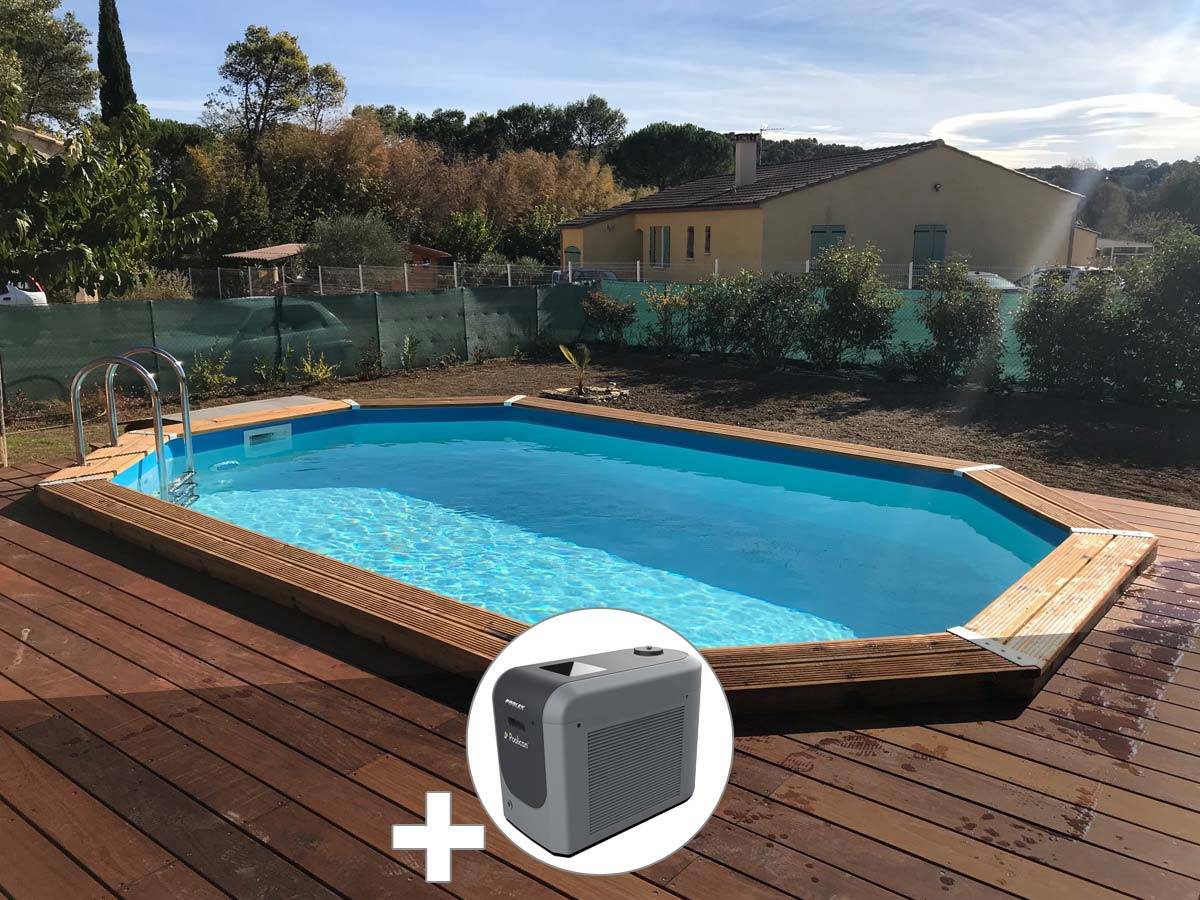 Ubbink - Kit piscine bois Ubbink Sunwater 4,90 x 3,00 x 1,20 m - Liner beige + Poolican