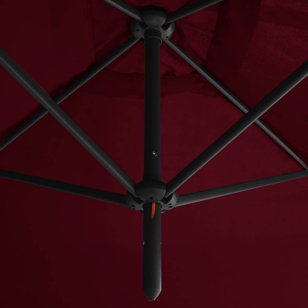 Helloshop26 - Parasol double avec mât en acier rouge bordeaux 600 x 300 cm - Image 4