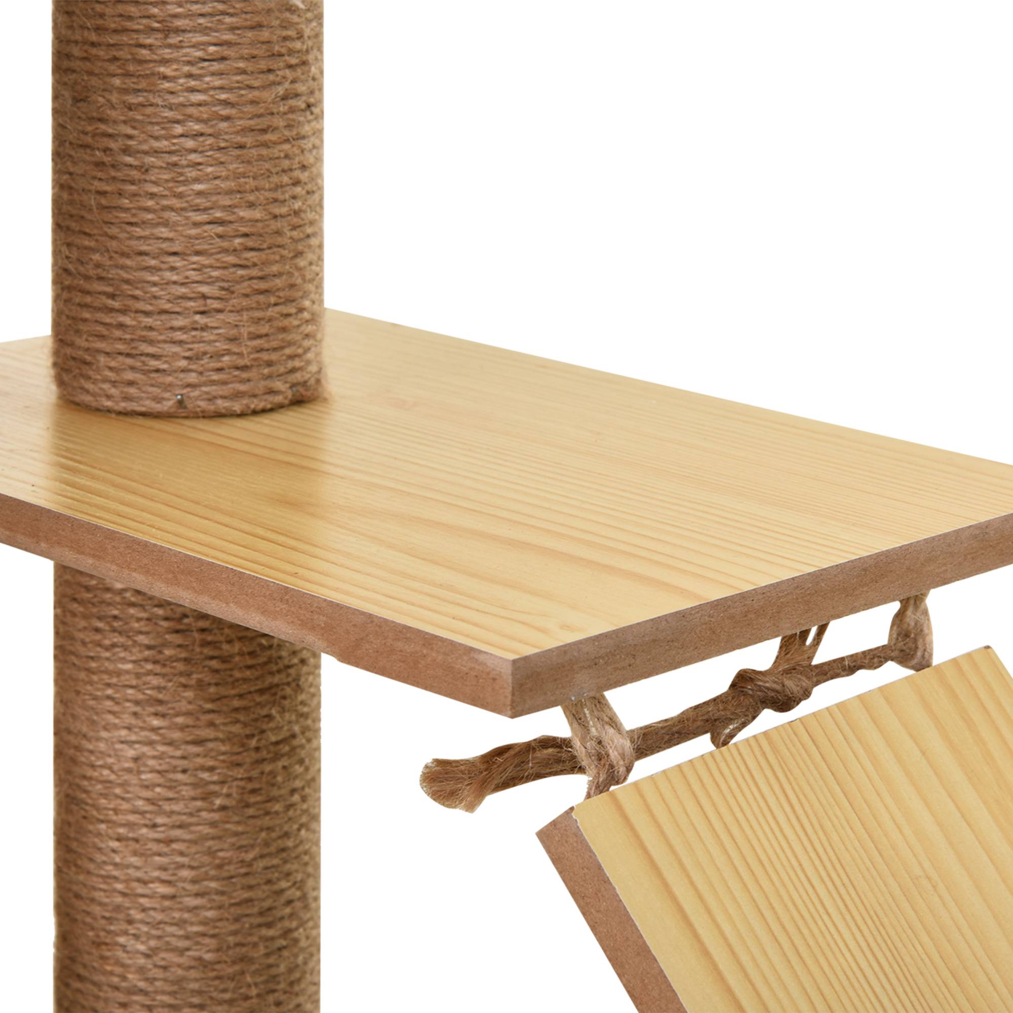 Sans Marque - Arbre à chat design contemporain poteaux sisal niche plateformes hamac balle beige - Image 10