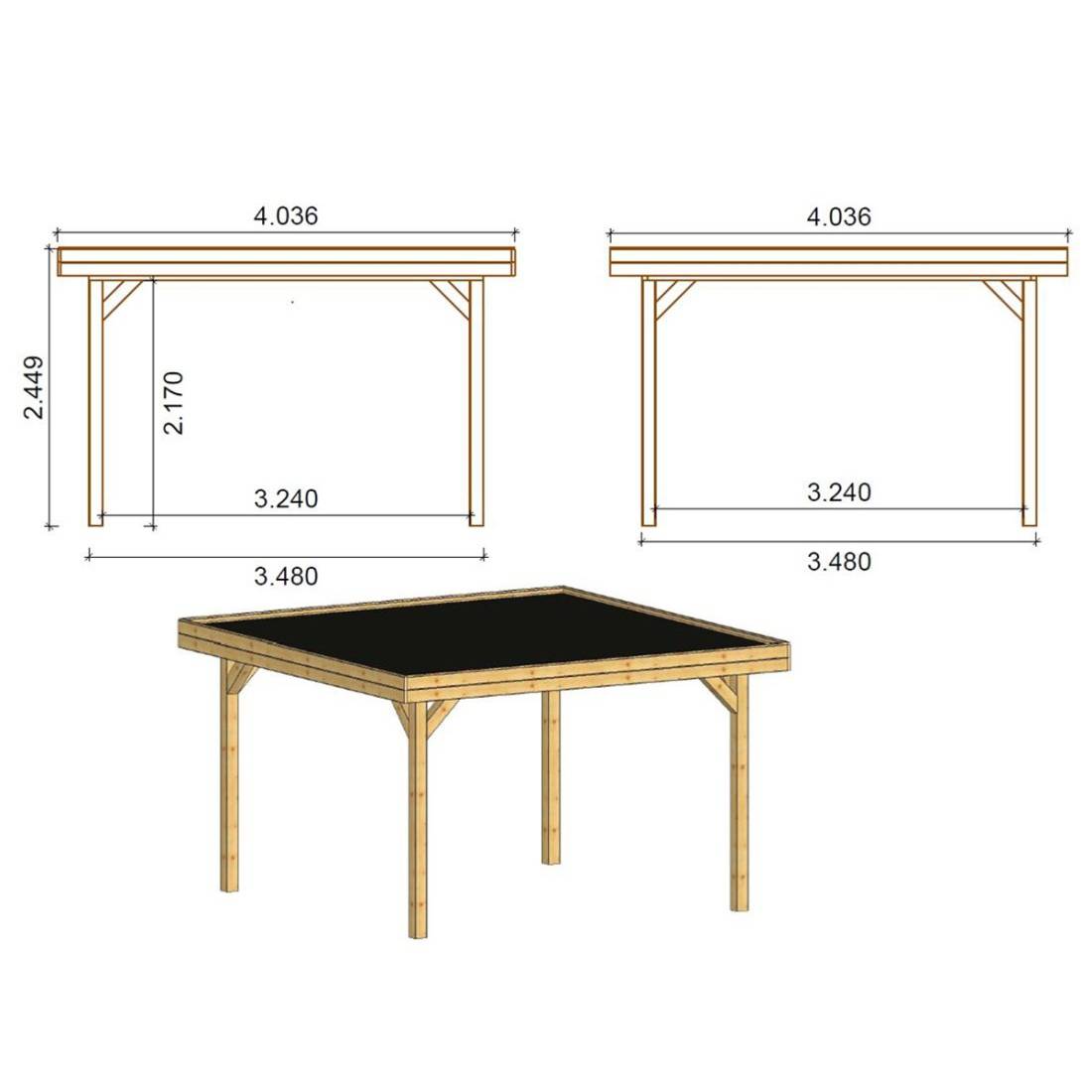 Altanka - Pergola de jardin 4.04x4.04m avec panneaux - traité - ALT133 - ALTANKA - Image 3
