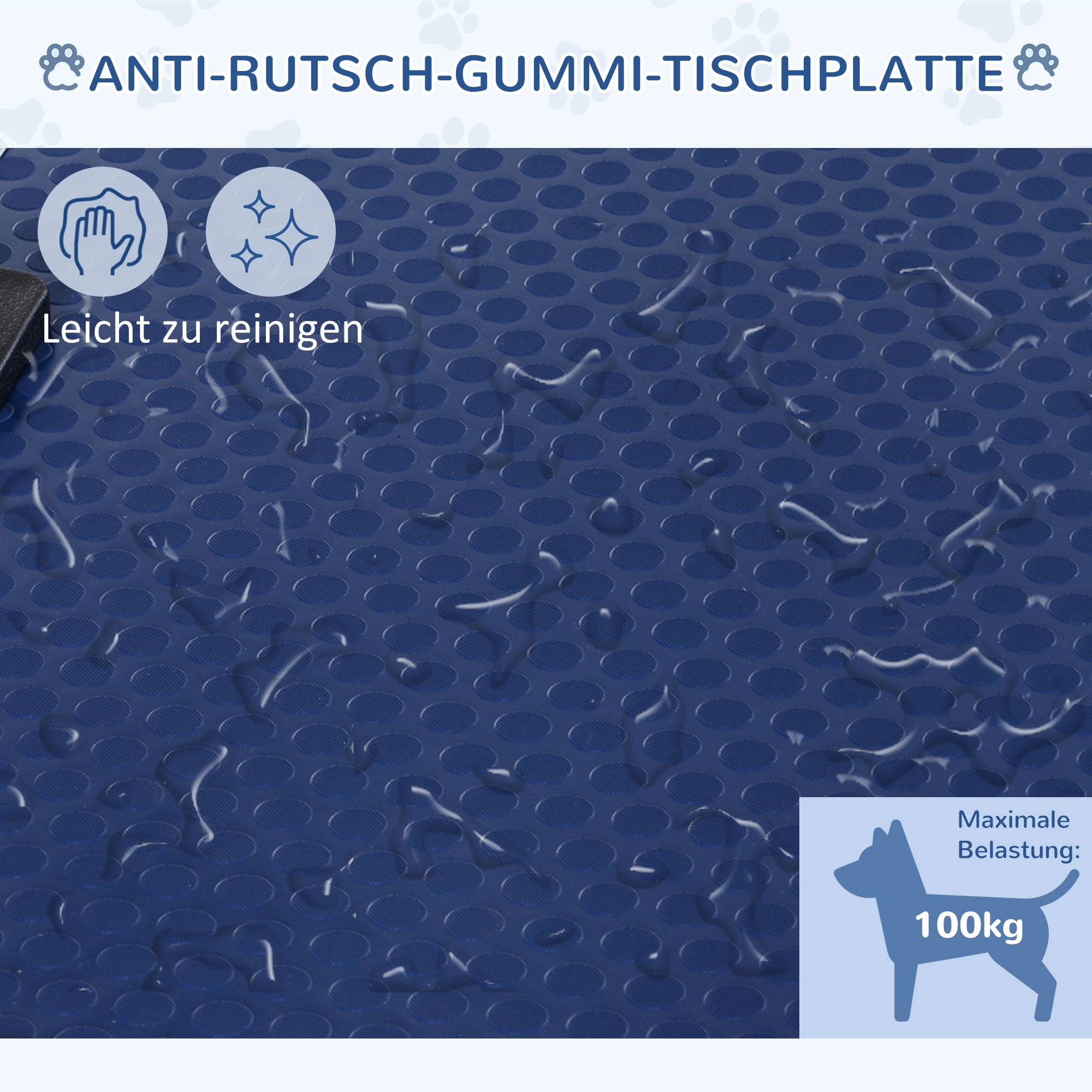 ComfortXL - Table de toilettage chien métal caoutchouc bleu 107 x 60 x 170 cm réglable antidérapante charge 100 kg - Image 5