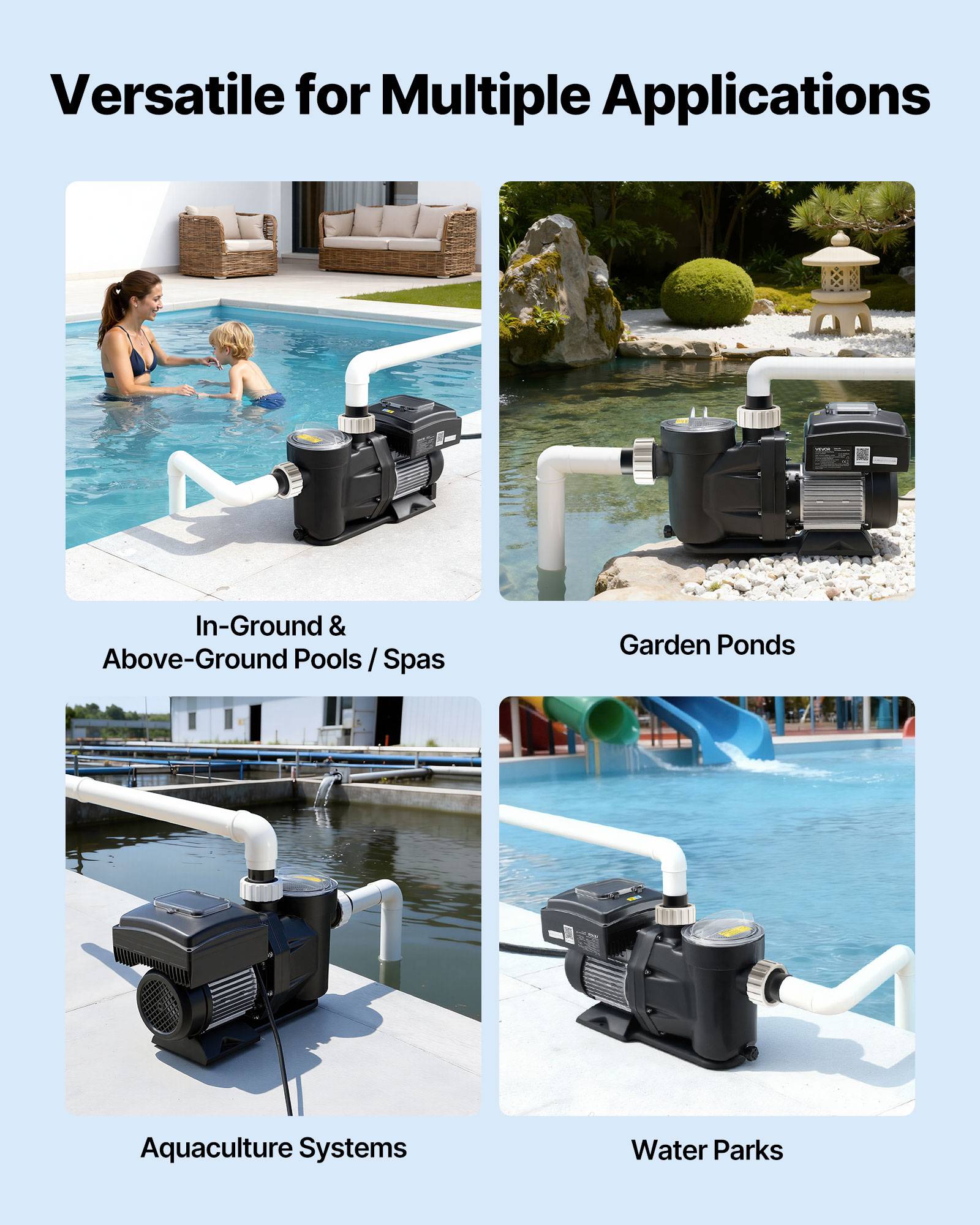 Vevor - VEVOR Pompe Piscine Vitesse Variable Piscine Hors Sol Enterrée 2200 W 43000 L/h - Image 7