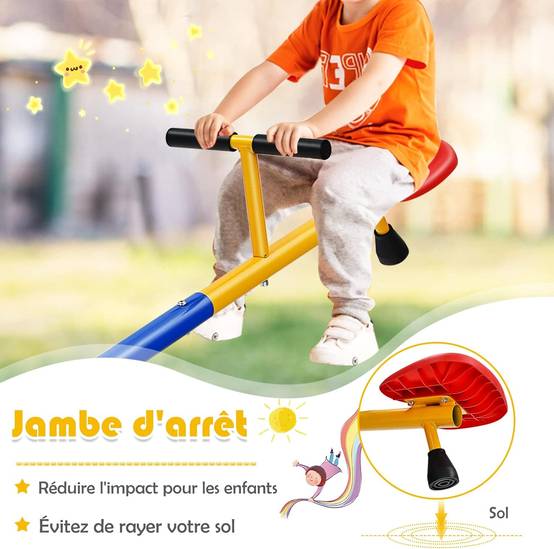 Balançoire à bascule tapecul pour enfant pivotante à 360° avec pieds d'arrêt jouet 3 - 8 ans - Image 2
