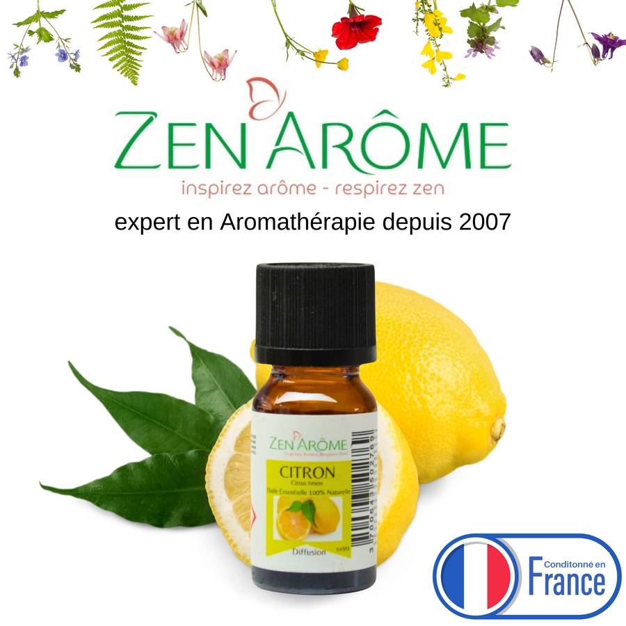 Huile Essentielle de Citron – 100% Pure et Naturelle - Diffusion pour Aromathérapie – 10ml – Conditionné en France - Zen'Arôme
