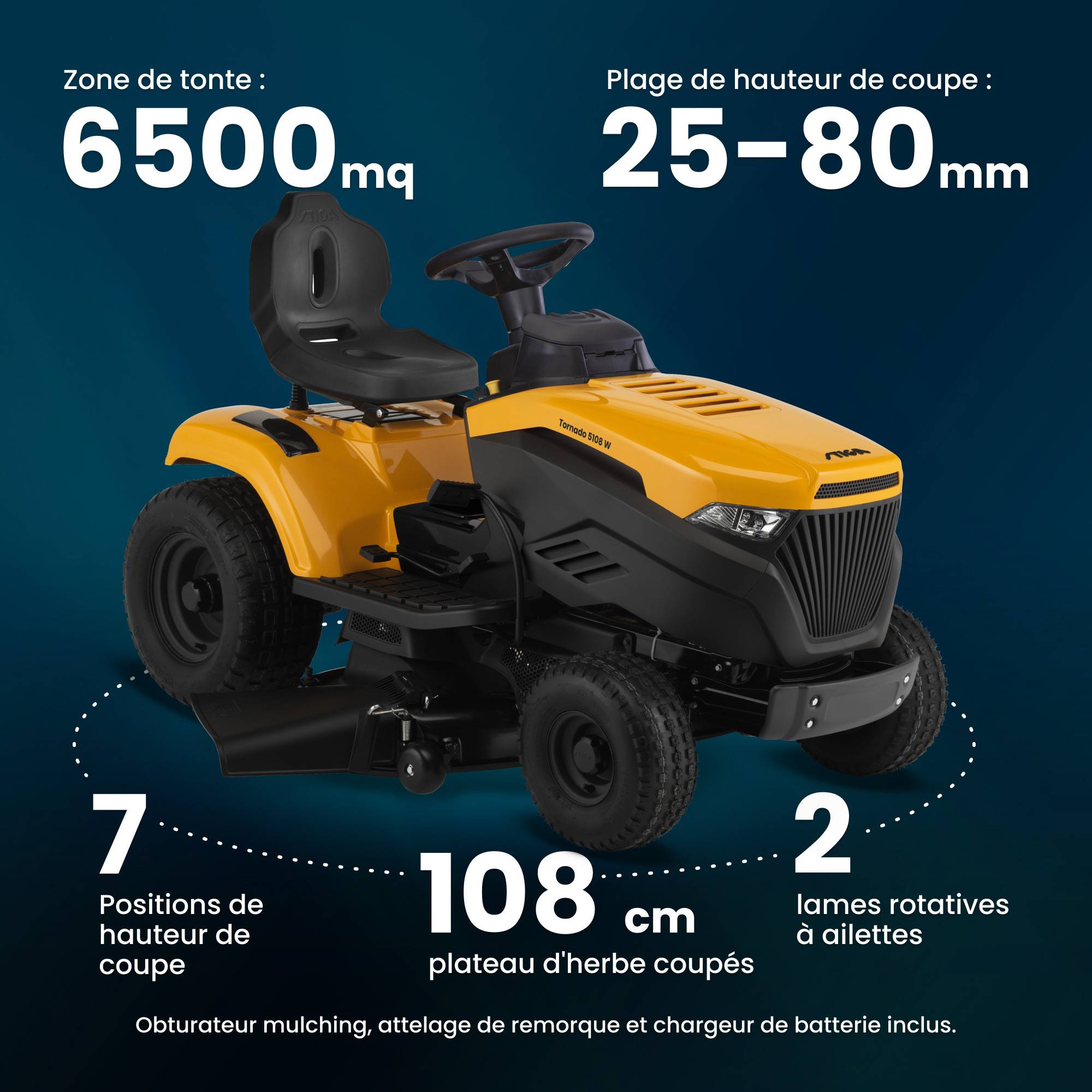 Stiga - Tracteur Tornado 5108 W, moteur 586 cc, éjection latérale - STIGA - Image 7