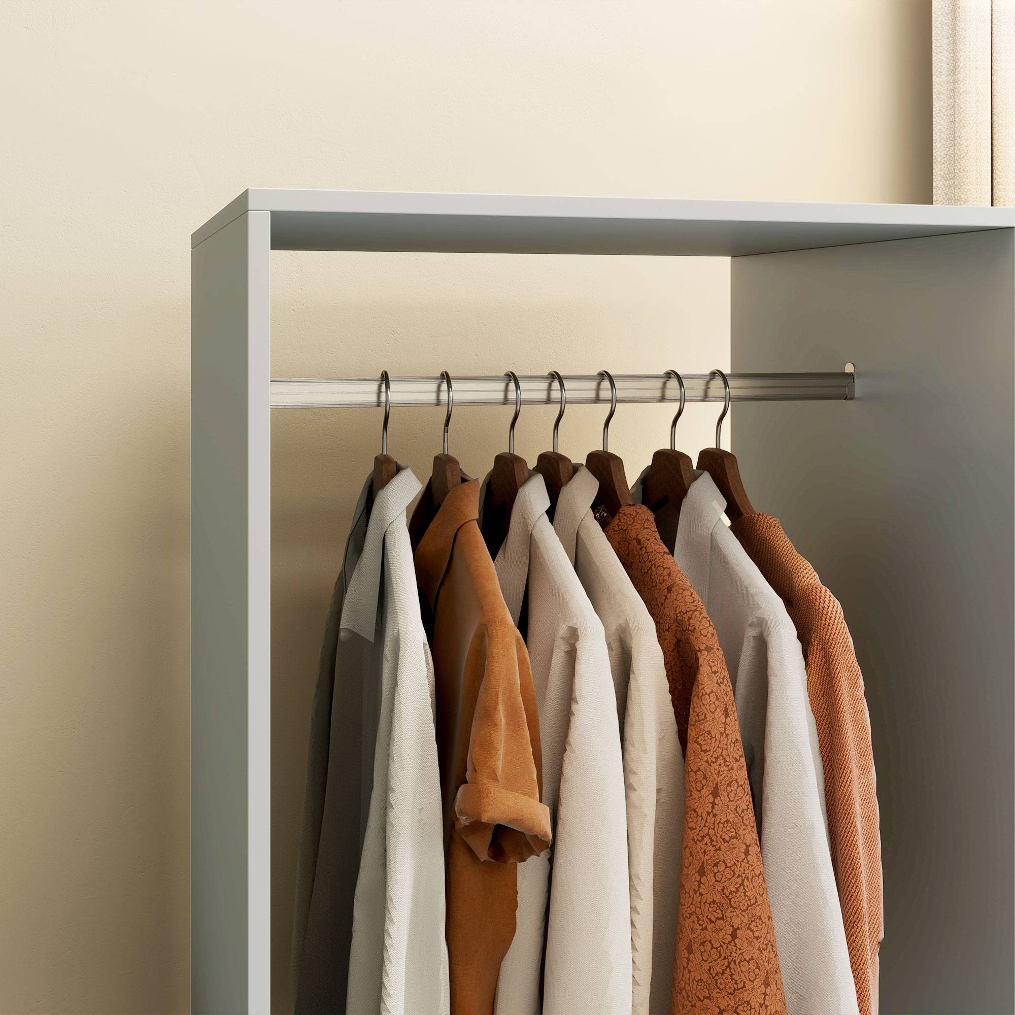 Sans Marque - Armoire penderie étagère 2 niches penderie 4 roulettes pivotantes dim. 60L x 40L x 128H cm gris - Image 7