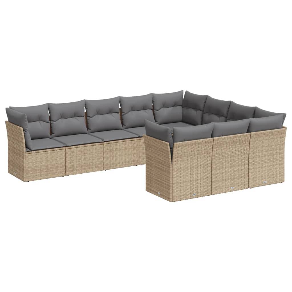 Vidaxl - Salon de jardin avec coussins 10 pcs beige résine tressée vidaXL 3218219 - Image 2