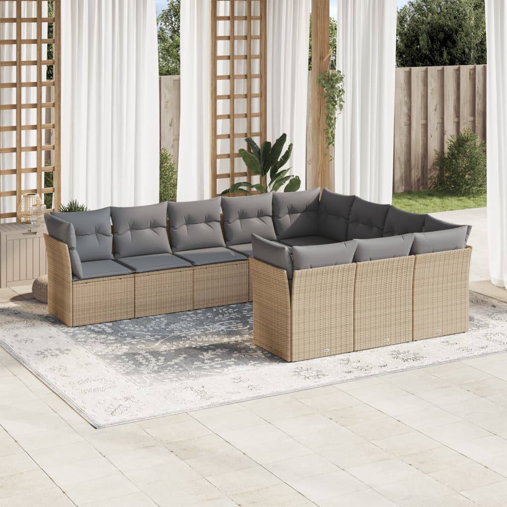 Vidaxl - Salon de jardin avec coussins 10 pcs beige résine tressée vidaXL 3218219 - Image 1