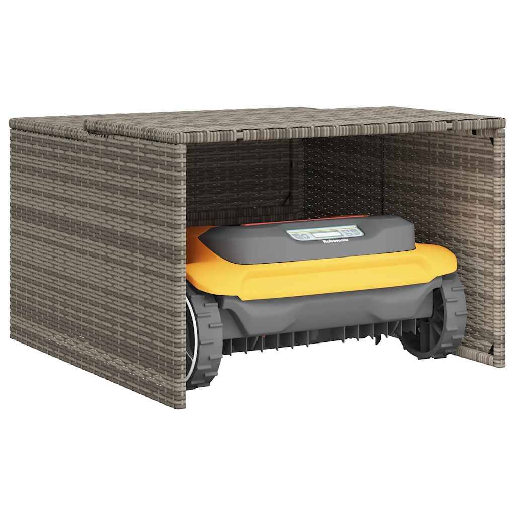 Garage pour robot tondeuse résine tressée et acier gris 90 x 86 x 57 cm - PANGIVO - Image 5