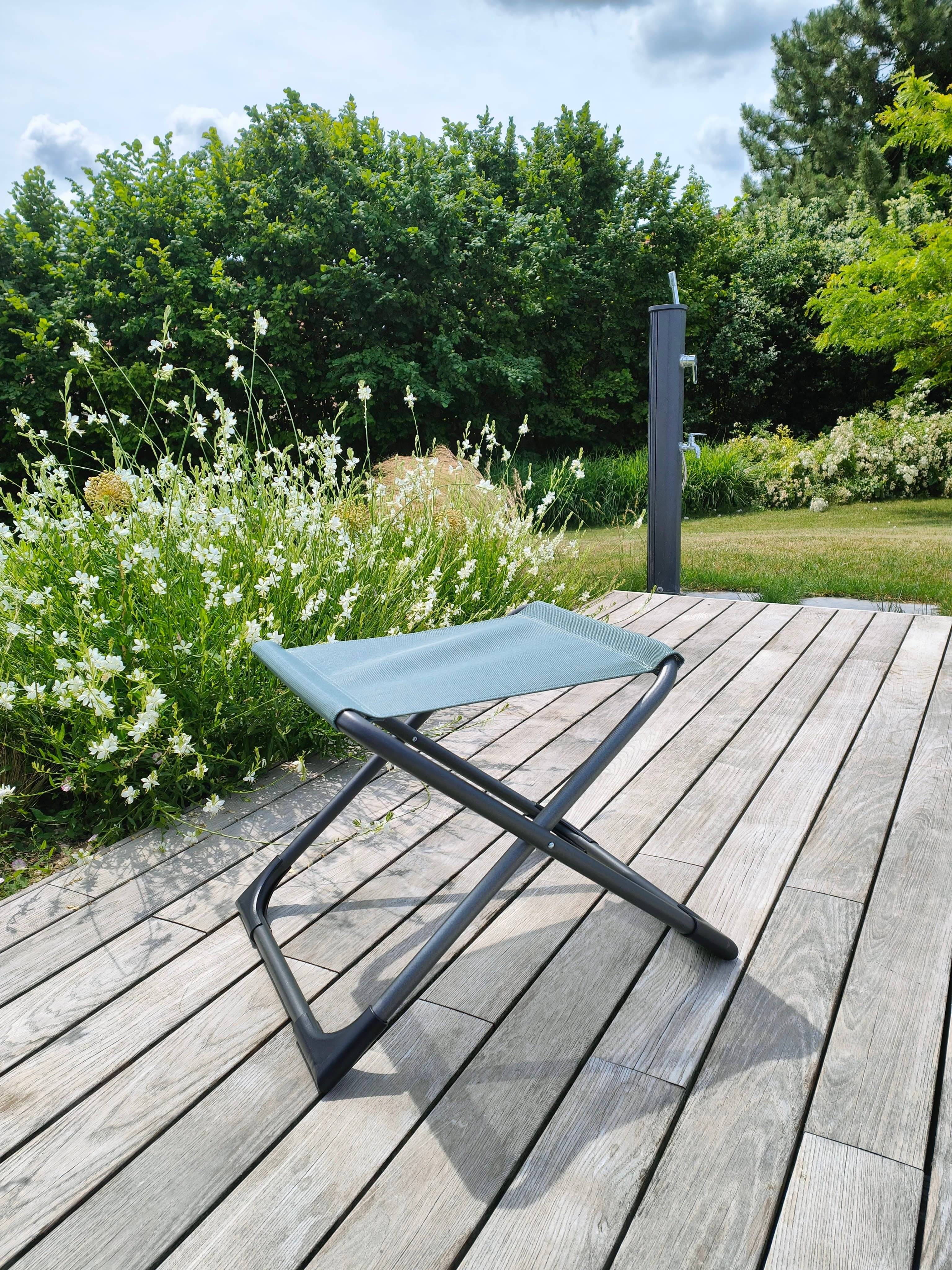 Fiam - Repose-Pieds CHICO Aluminium ANTHRACITE Texfil VERT SAUGE 49x61x42 cm FIAM - Image 4