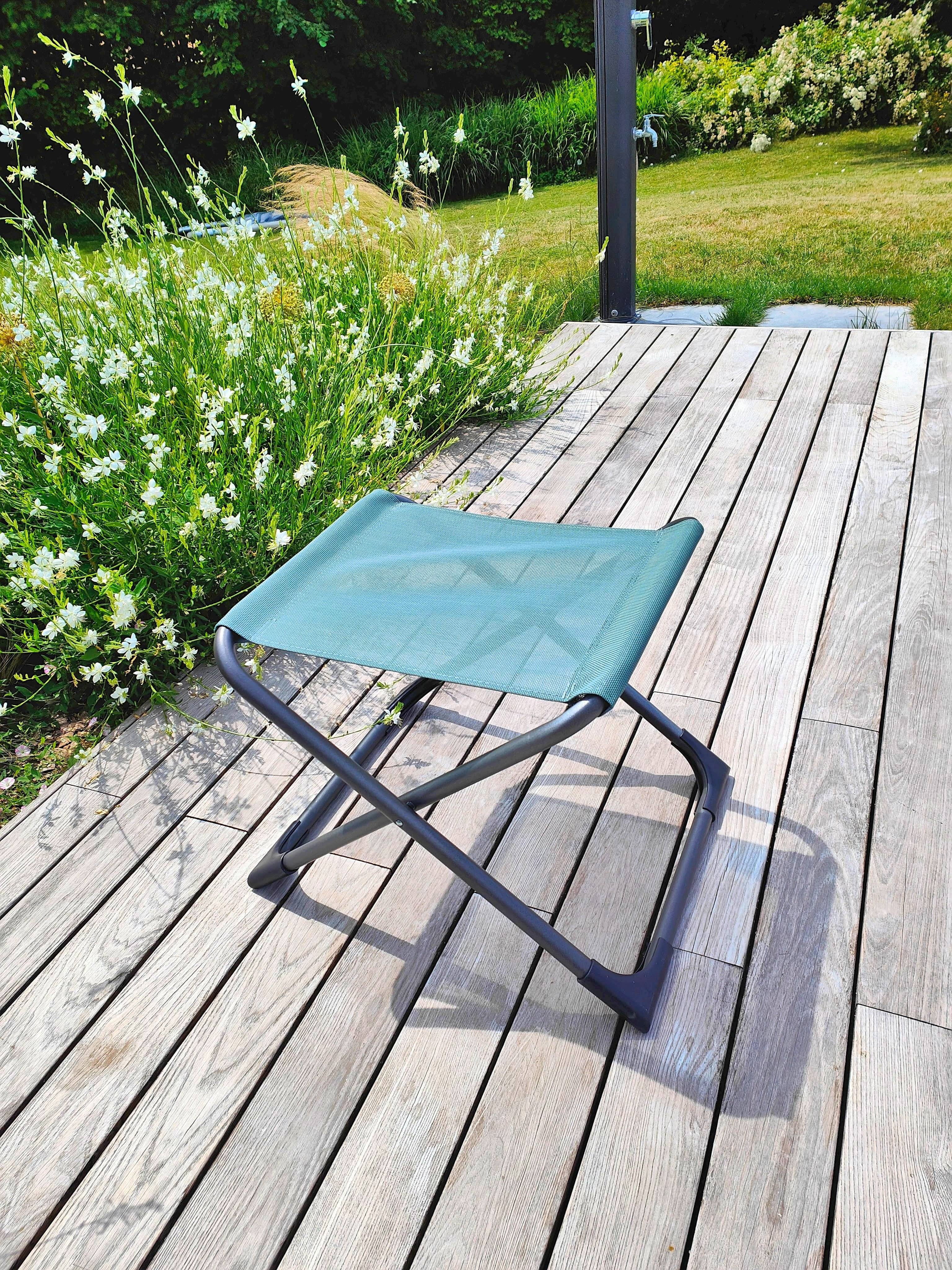Fiam - Repose-Pieds CHICO Aluminium ANTHRACITE Texfil VERT SAUGE 49x61x42 cm FIAM - Image 3