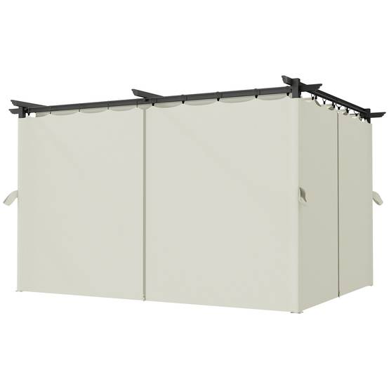 Outsunny - Pergola coulissante retractable 3x4m avec parois latérales, tonnelle jardin, abri soleil UPF30+ pour terrasse/patio polyester 180g/m² crème - OUTSUNNY - Image 4