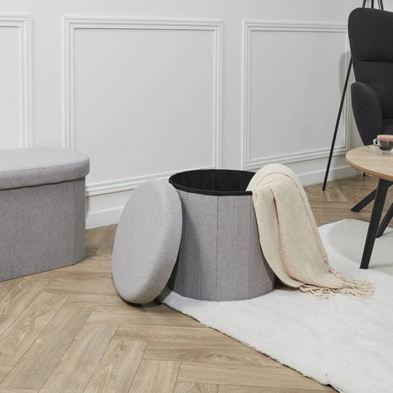 The Home Deco Factory - Pouf Coffre Pliable "Pills" 38cm Gris - Image 5