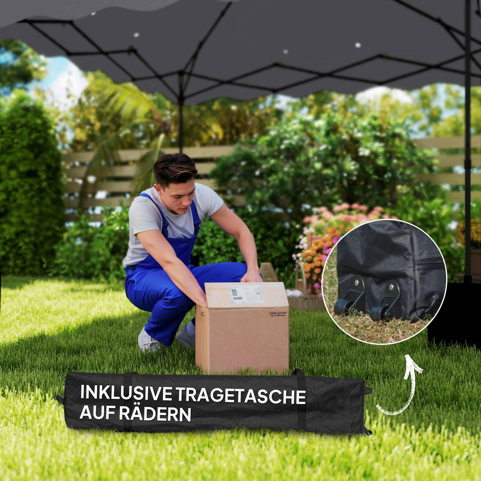 Tonnelle pop-up de jardin en métal pour terrasse protection UV réglable 3x3m gris clair - ComfortXL Outdoor Living - Image 10