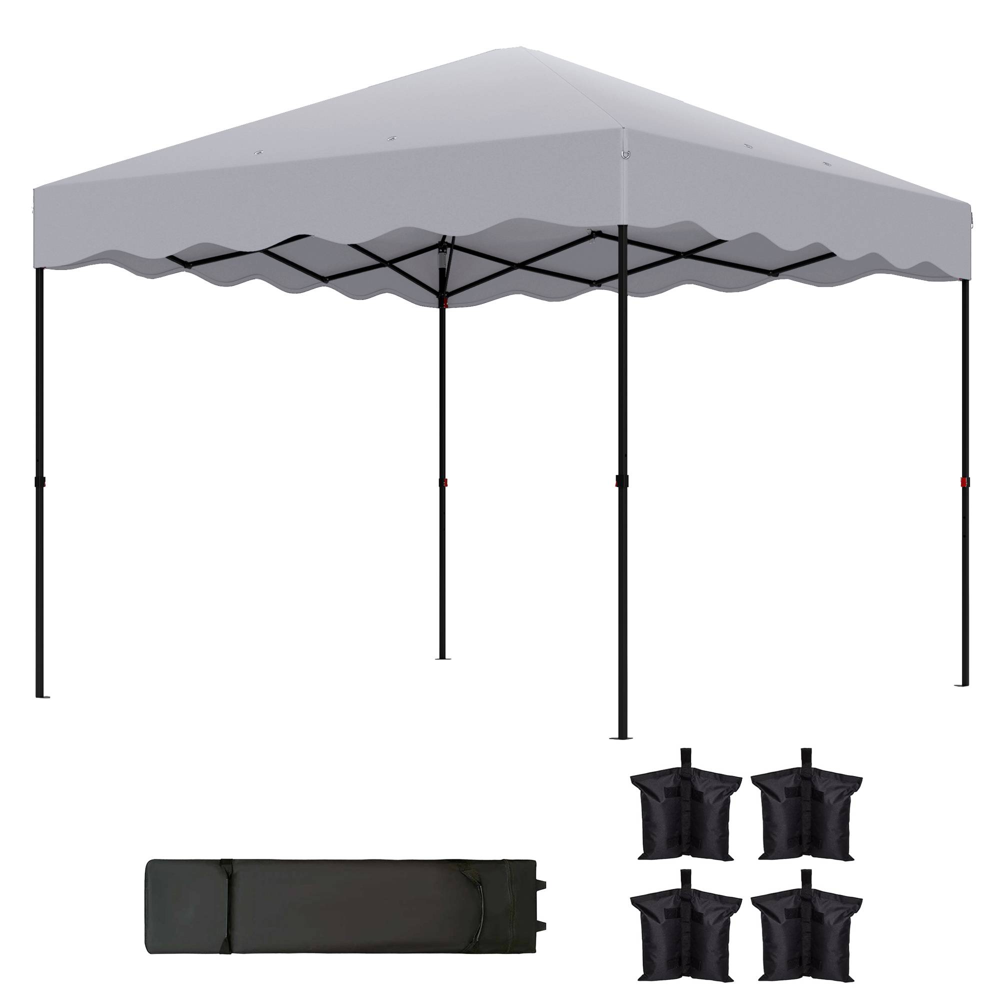 Tonnelle pop-up de jardin en métal pour terrasse protection UV réglable 3x3m gris clair - ComfortXL Outdoor Living - Image 2