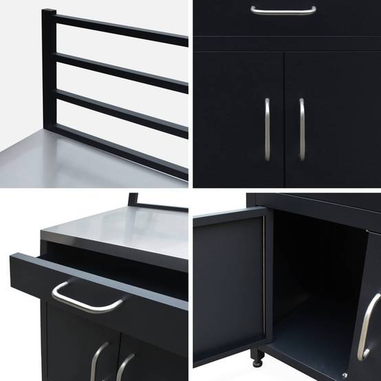 sweeek - Meuble de cuisine extérieure en acier avec 1 tiroir et 2 portes et 1 grille de suspension L80 | sweeek - Image 7