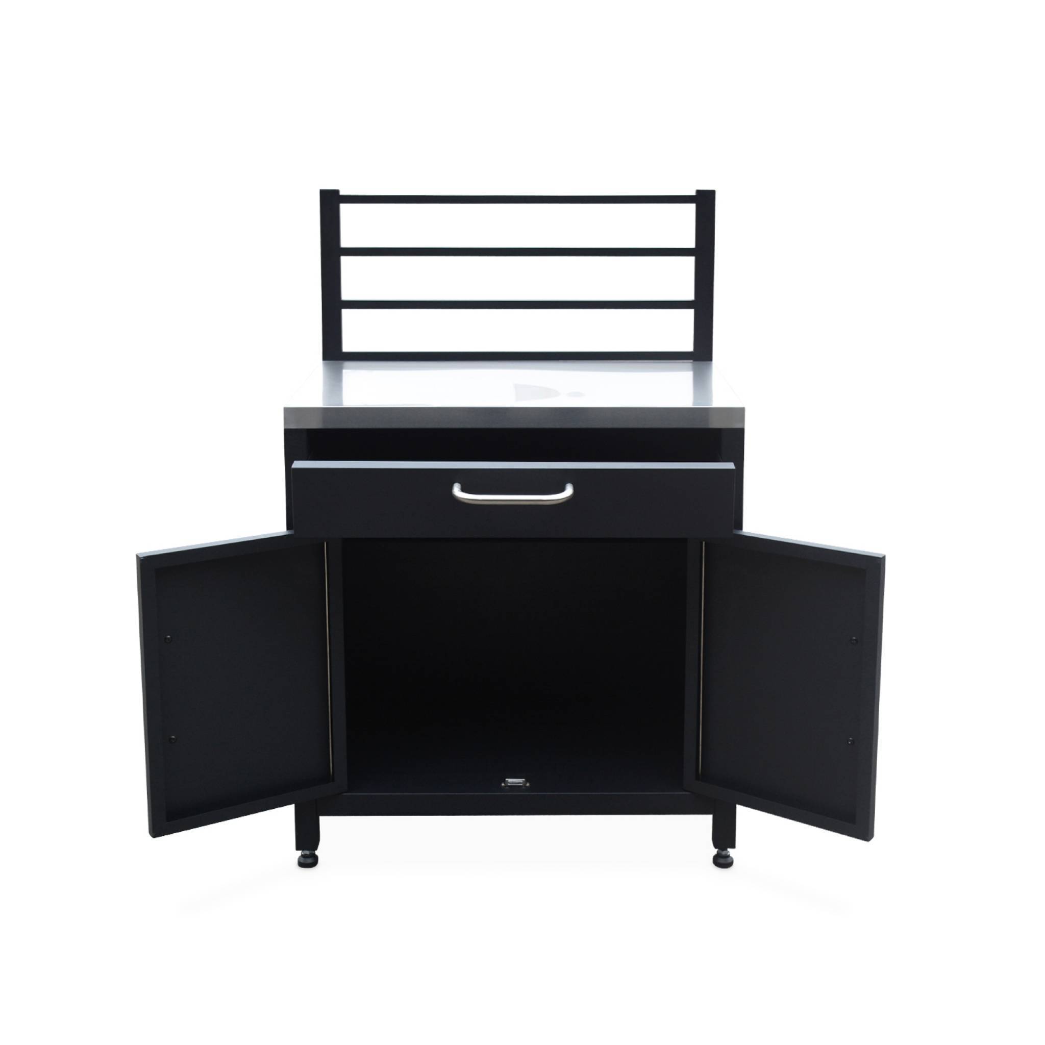 sweeek - Meuble de cuisine extérieure en acier avec 1 tiroir et 2 portes et 1 grille de suspension L80 | sweeek - Image 6