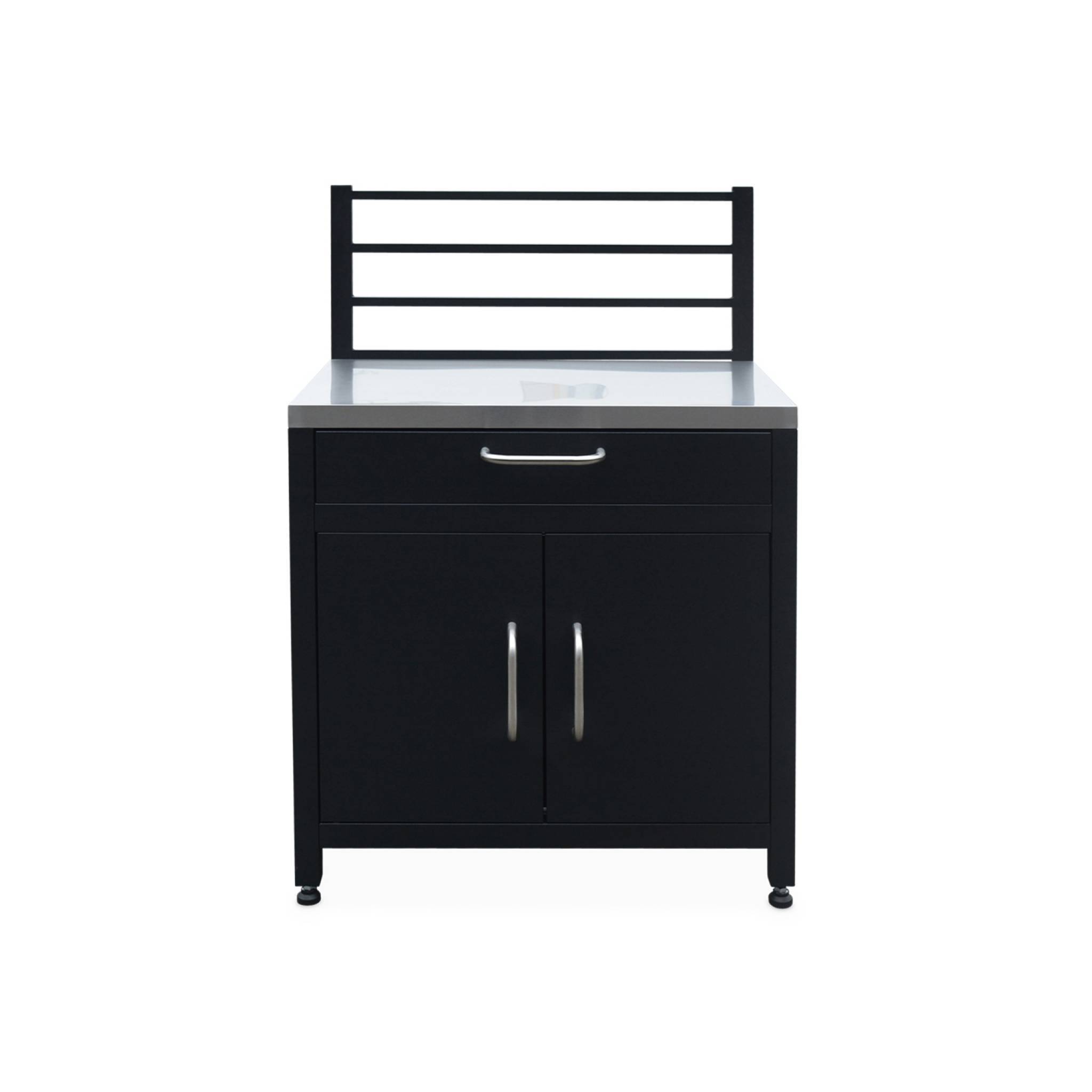 sweeek - Meuble de cuisine extérieure en acier avec 1 tiroir et 2 portes et 1 grille de suspension L80 | sweeek - Image 5