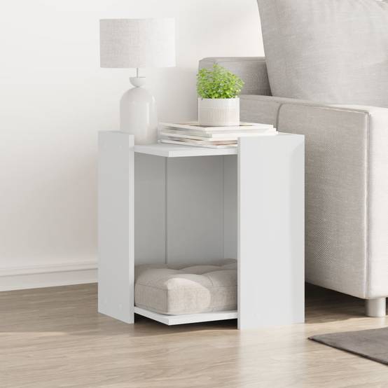 Meuble cache litière pour chat en bois d'ingénierie multifonction Blanc – ComfortXL Pet Living - Image 3