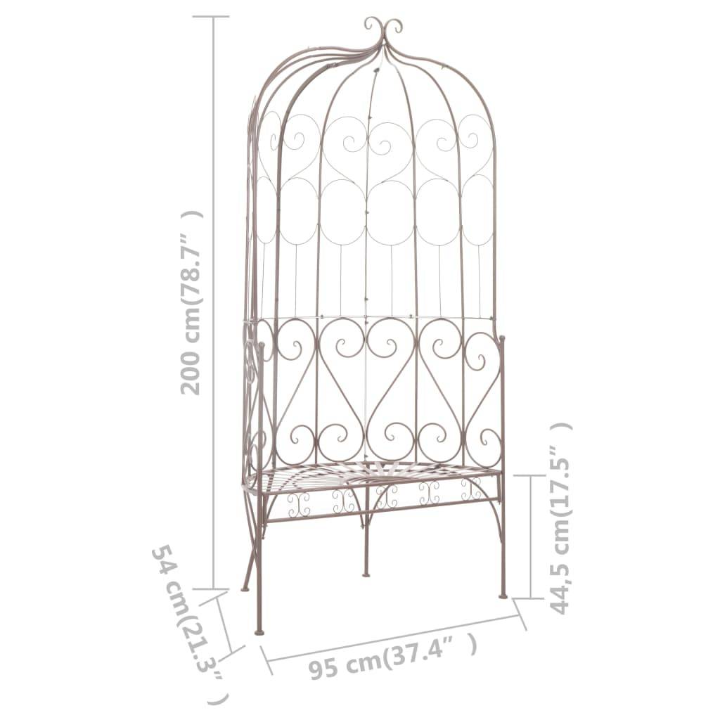 ComfortXL - Banc de cour fer forgé extérieur assise large décorative 95x54cm marron - ComfortXL Outdoor Living - Image 6