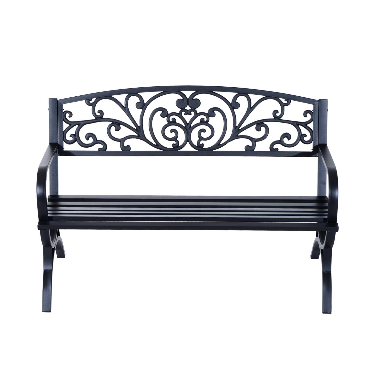 ComfortXL - Banc de Jardin 2 Places Acier Fonte Balcon Assise Lattes 127x60x85cm Noir - ComfortXL Outdoor Living - Image 2