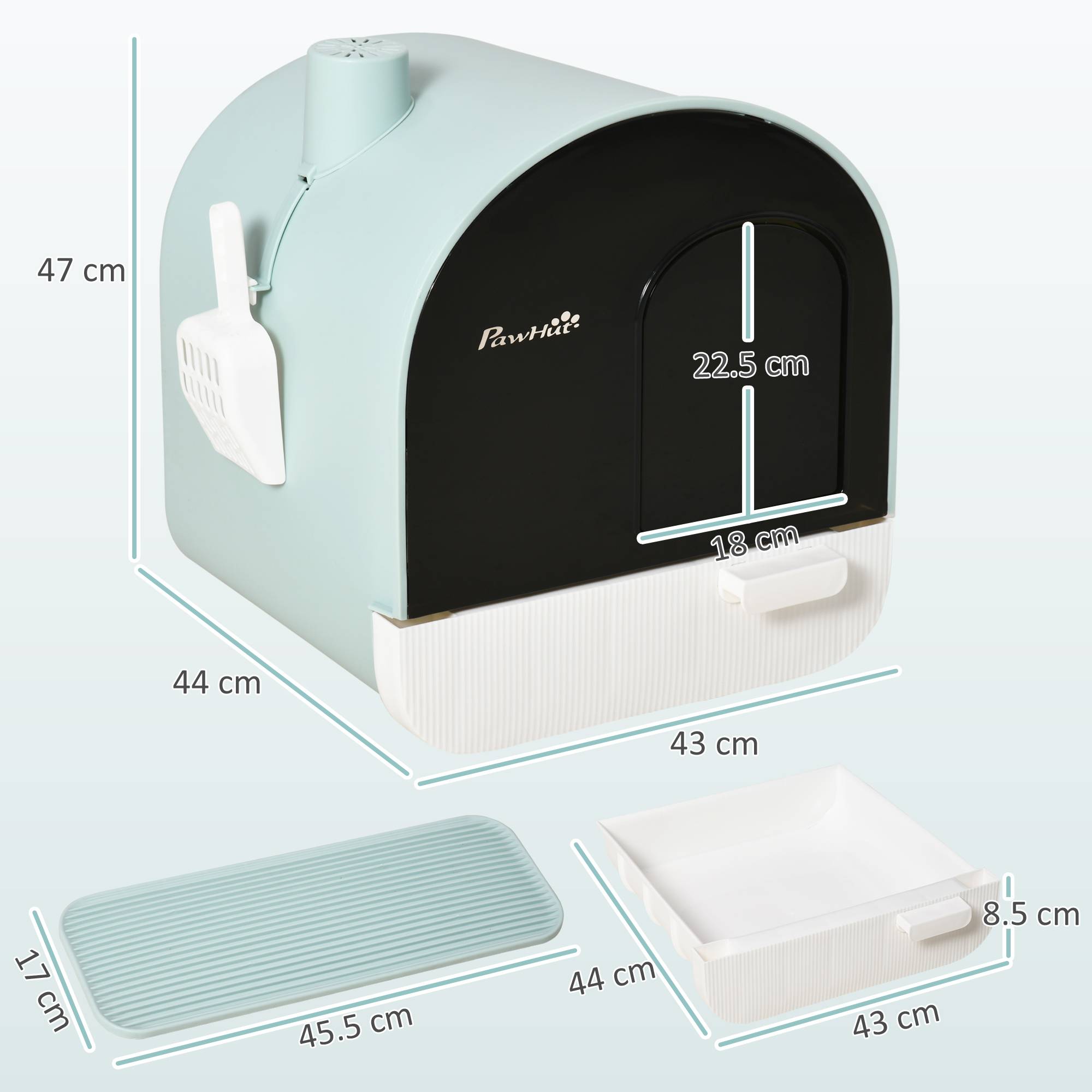 ComfortXL - Maison toilette fermée plastique chaton litière filtre 43x44x47cm vert - ComfortXL Outdoor Living - Image 5