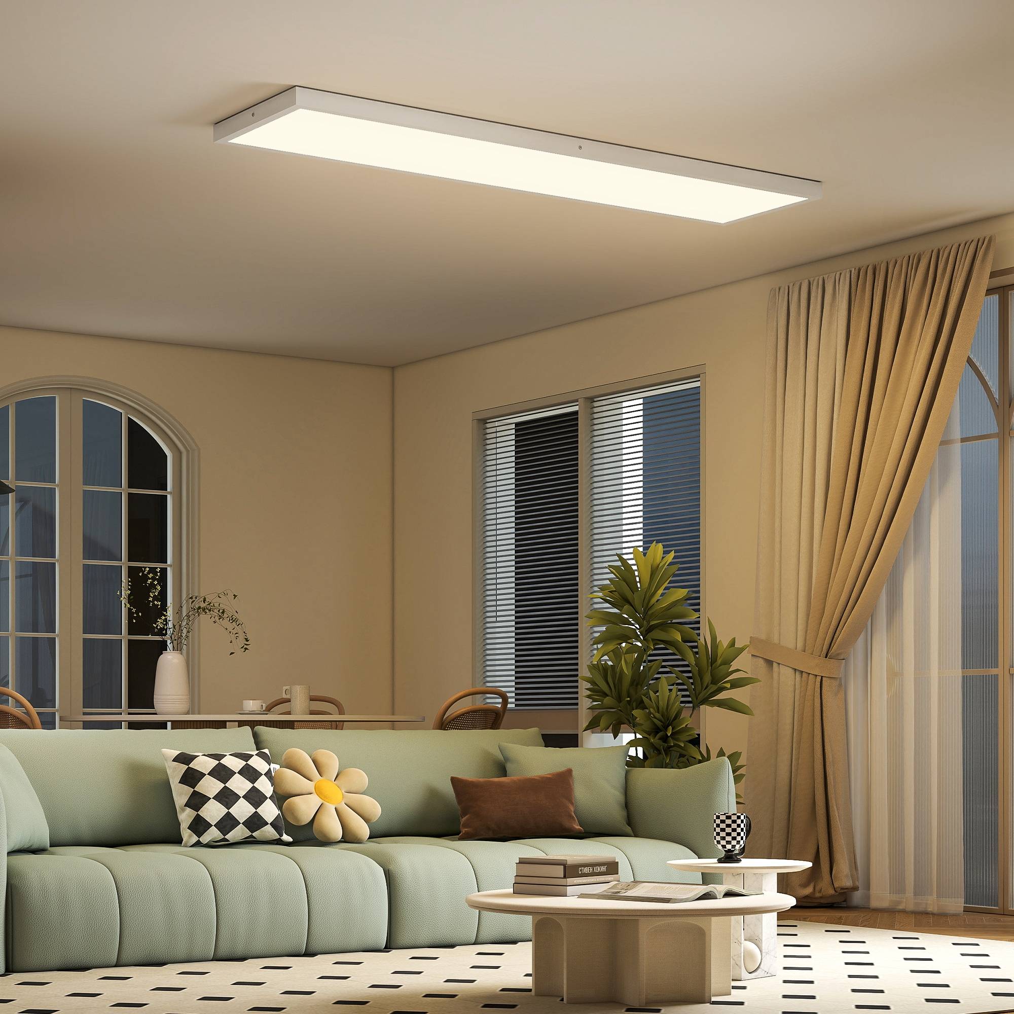 Sans Marque - Ensemble 4 plafonniers appliques murales température couleur réglable 3000K/4000K/6000K interrupteur DIP 120x30x3,7 cm blanc - Image 3