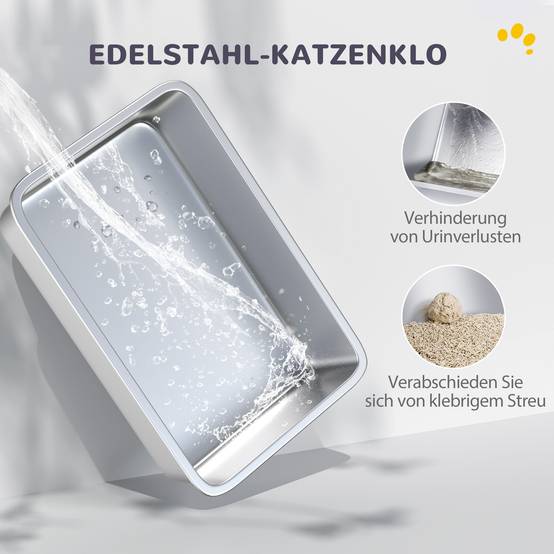 Maison de toilette Acier Inoxydable chats Hygiène anti-odeur 40x60x41cm Blanc - ComfortXL Outdoor Living - Image 6