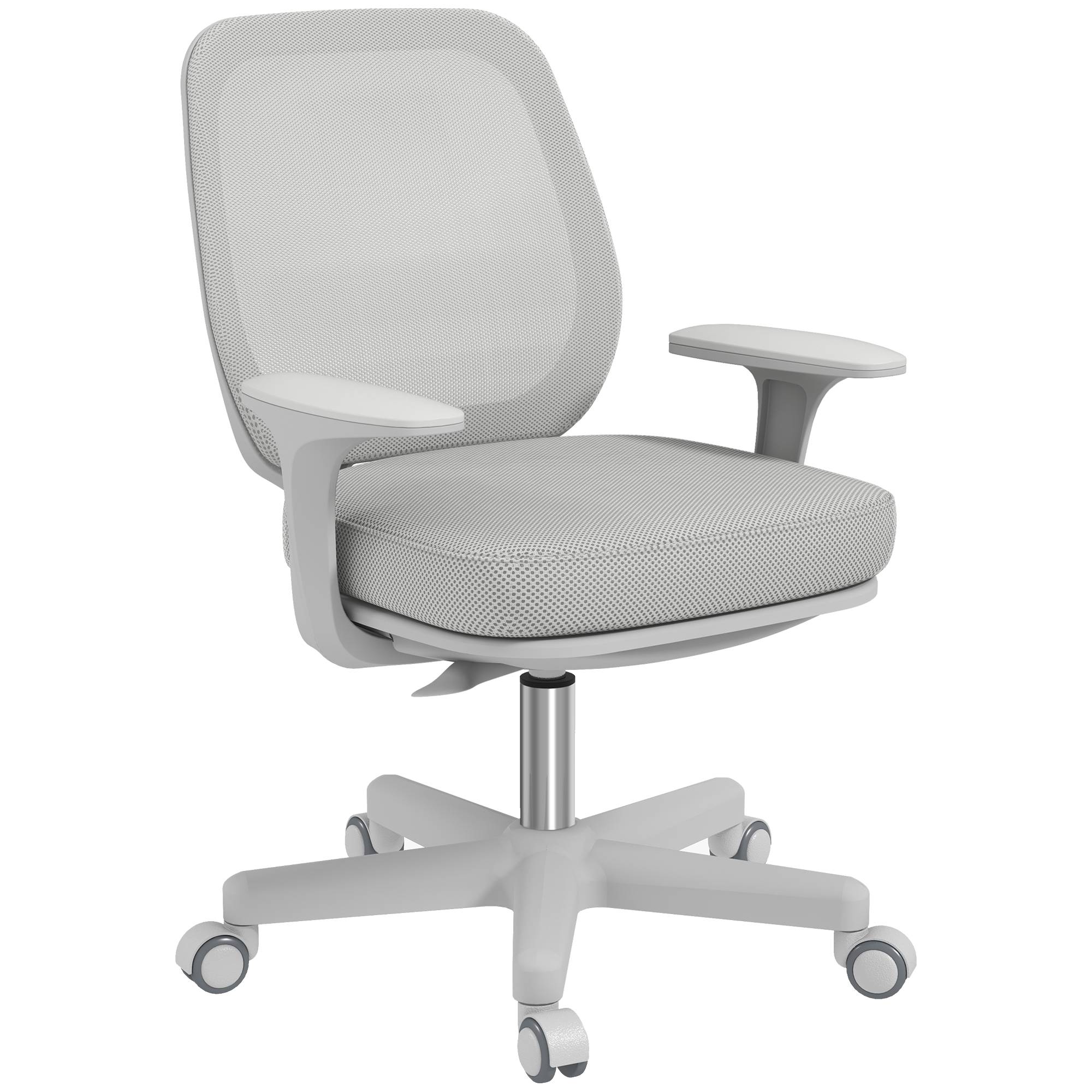 Sans Marque - Chaise de bureau tissu mesh hauteur réglable pivotante 360° accoudoirs sur roulettes, gris - Image 1