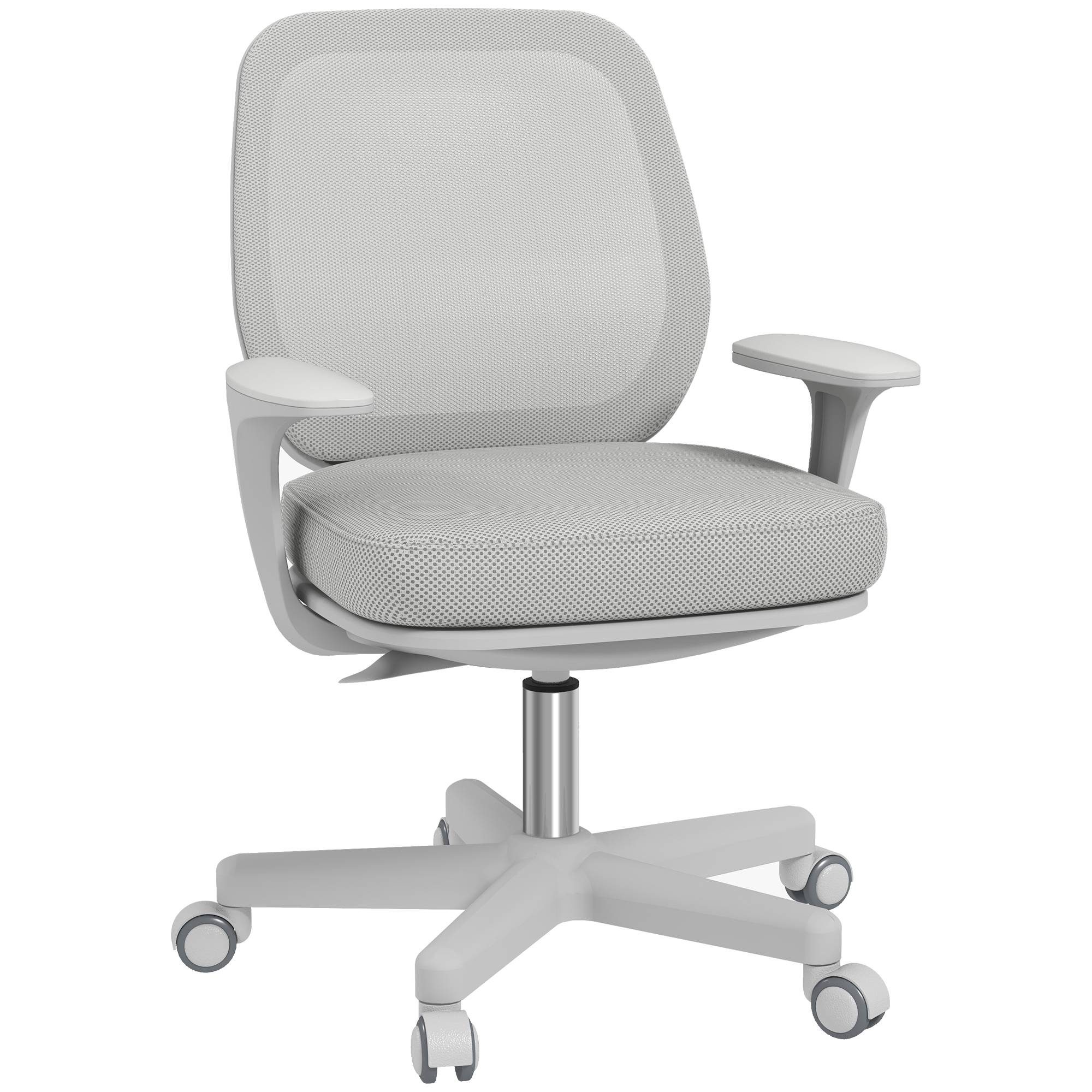 Sans Marque - Chaise de bureau tissu mesh hauteur réglable pivotante 360° accoudoirs sur roulettes, gris - Image 2