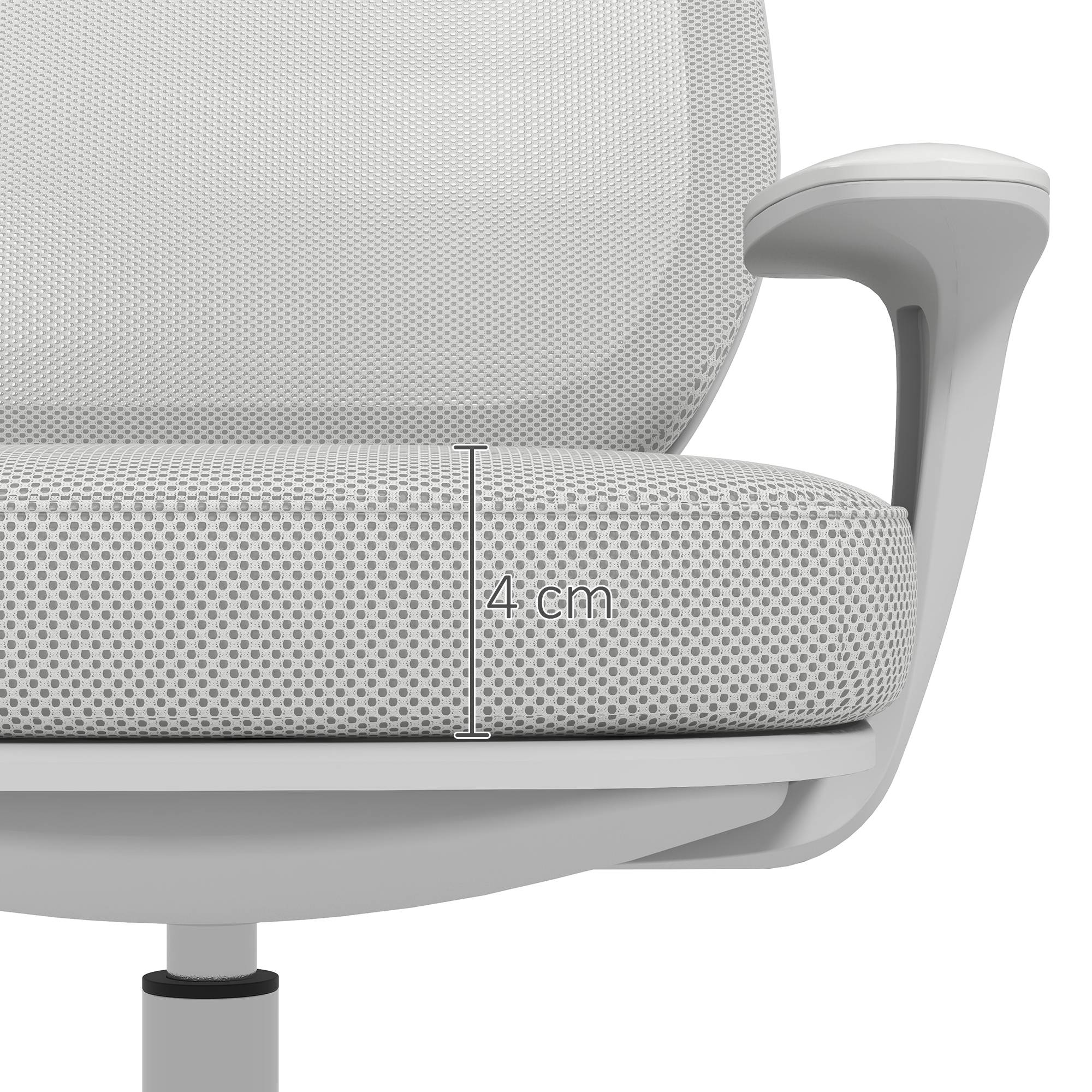 Sans Marque - Chaise de bureau tissu mesh hauteur réglable pivotante 360° accoudoirs sur roulettes, gris - Image 10