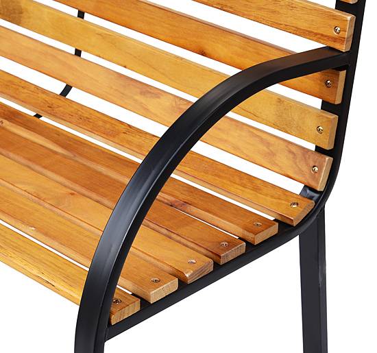 ComfortXL - Banc de jardin 2 places acier et pin naturel 122 x 60 x 83 cm balcon terrasse style industriel confortable - Image 9