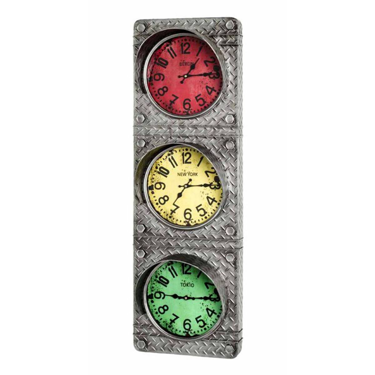 Horloge Murale Vintage "Feu Circulation" 100cm Gris