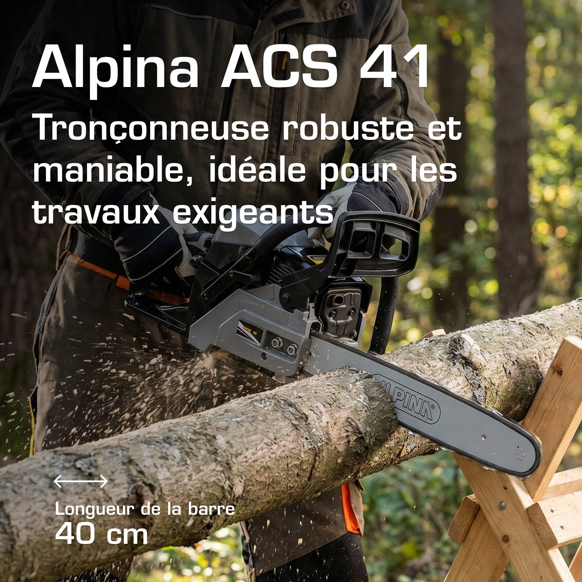 Alpina - Tronçonneuse à essence ACS 41, Guide-chaîne 40 cm, moteur 40,1 cc avec Easy Start, pompe à huile automatique, puissant et durable - Alpina - Image 2