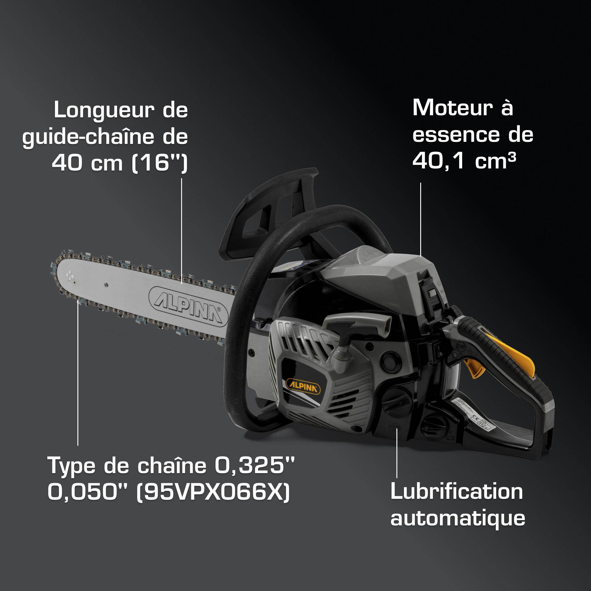 Alpina - Tronçonneuse à essence ACS 41, Guide-chaîne 40 cm, moteur 40,1 cc avec Easy Start, pompe à huile automatique, puissant et durable - Alpina - Image 7