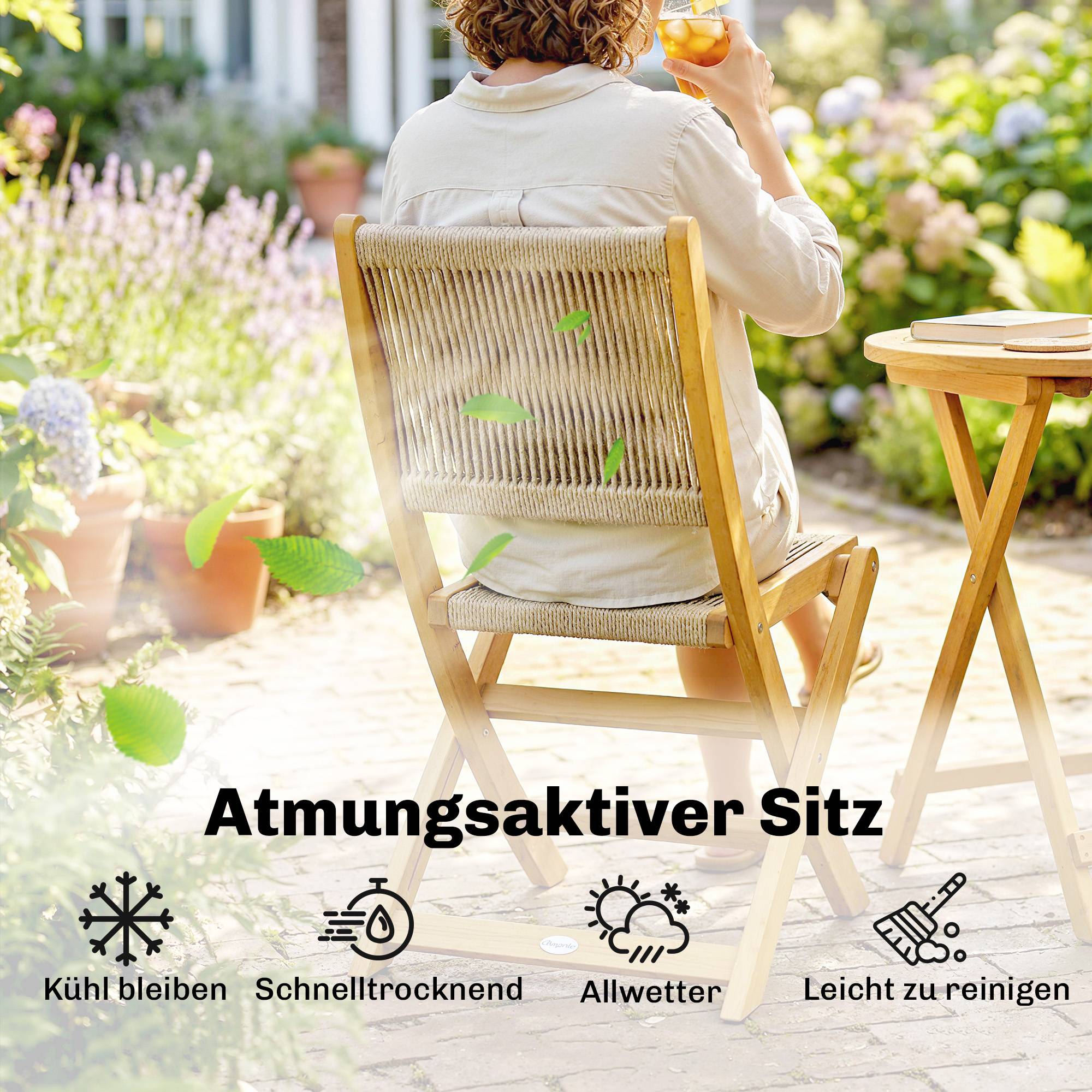 ComfortXL - Salon de balcon pliable en bois d’acacia et résine tressée Ø60 cm pour 2 personnes - ComfortXL Outdoor Living - Image 7