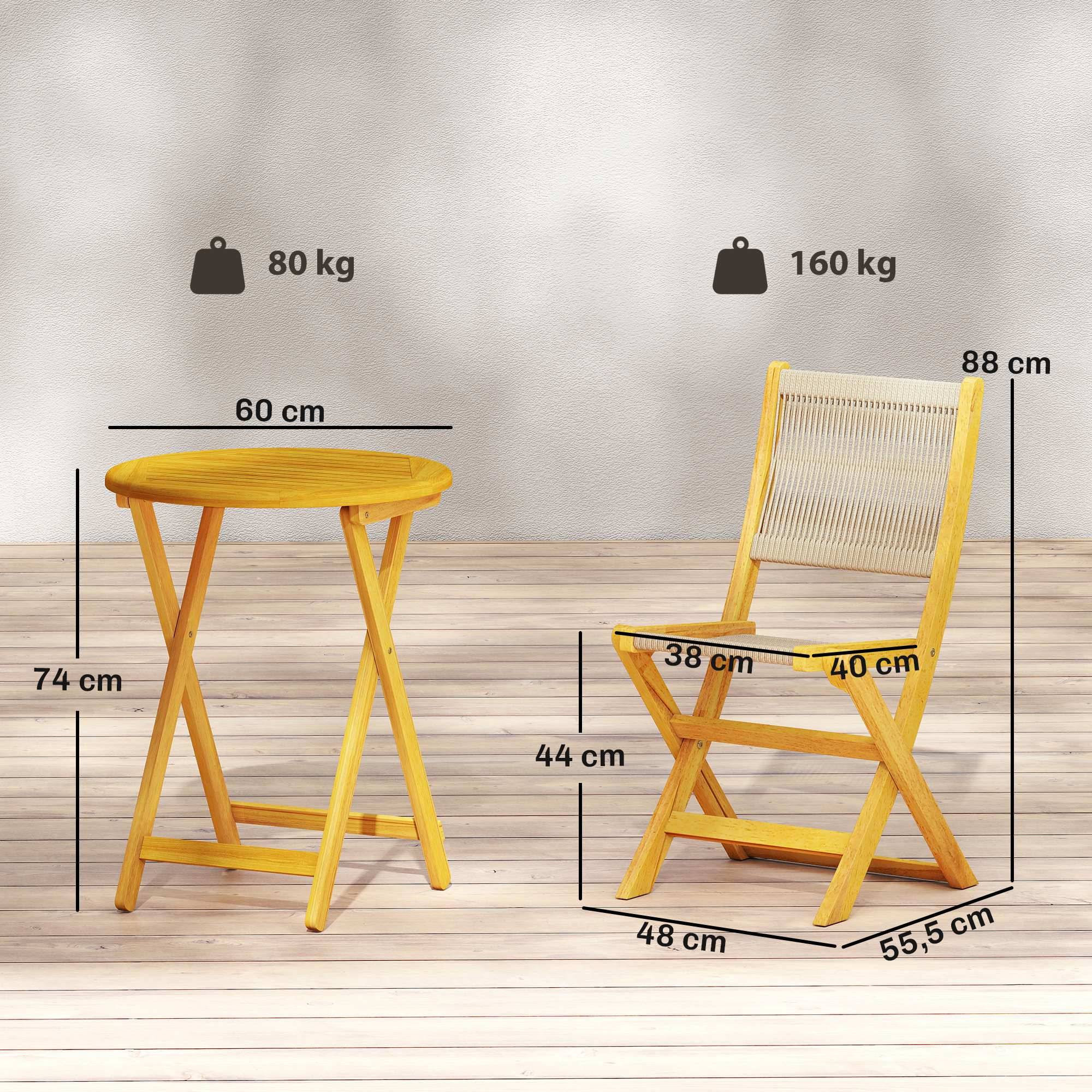 ComfortXL - Salon de balcon pliable en bois d’acacia et résine tressée Ø60 cm pour 2 personnes - ComfortXL Outdoor Living - Image 5
