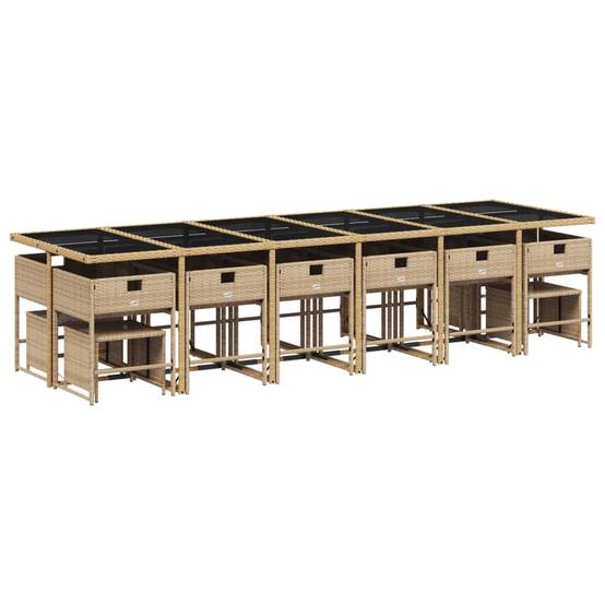 Ensemble Table et Chaises de Jardin 16 Places, Résine Tressée Beige, avec Tabourets et Coussins Crème – ComfortXL Outdoor Living - Image 3